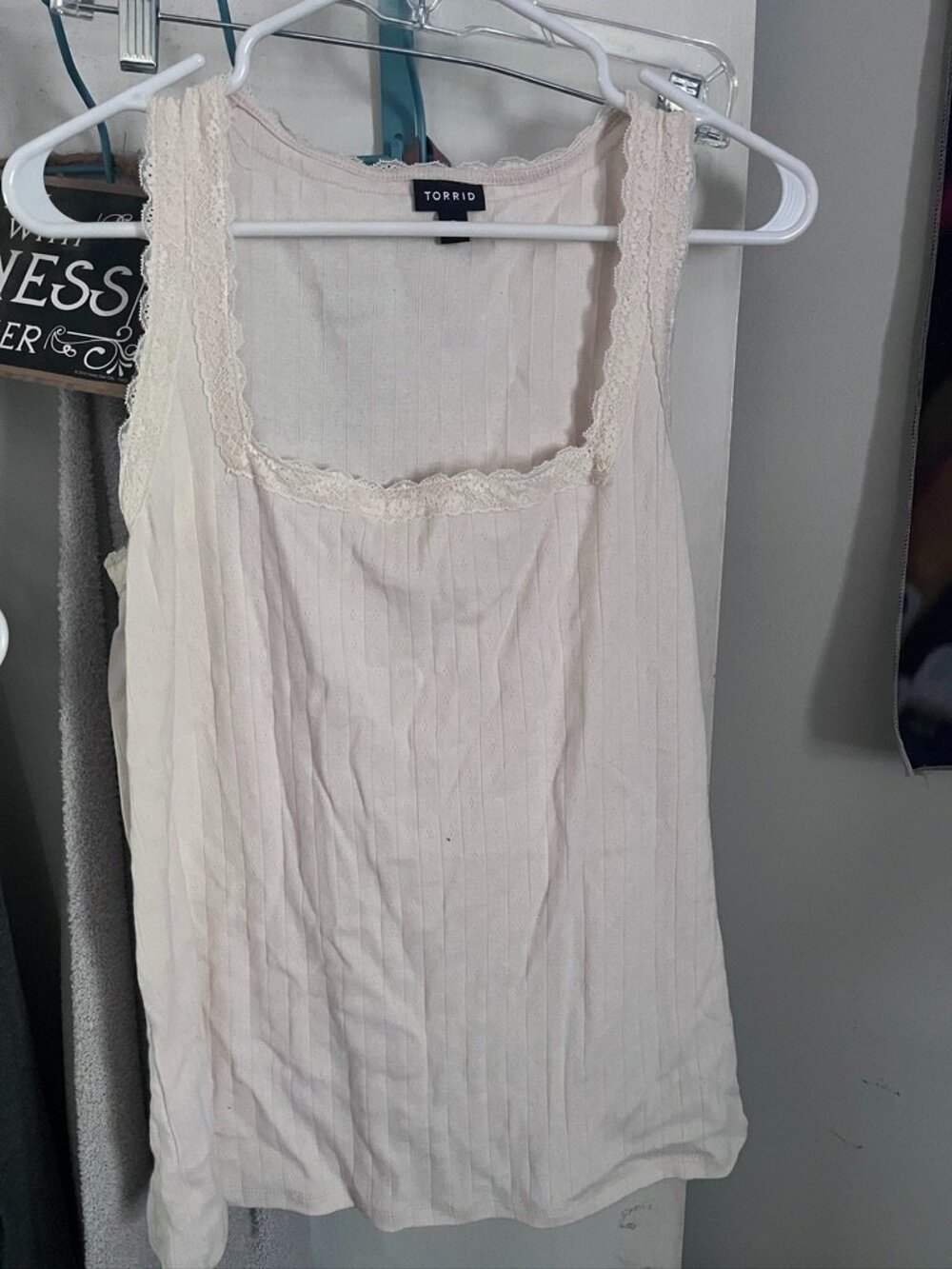 Torrid Pointelle Square Neck Lace Trim Tank Size 0